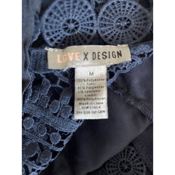 Love X Design Womens Navy Crochet Lace Jumpsuit M NWT - Picture 2 of 11